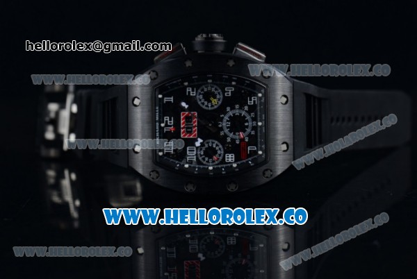 Richard Mille RM 011 Felipe Massa Chronograph Swiss Valjoux 7750 Automatic PVD Case with Black Dial Arabic Numeral Markers and Black Rubber Strap - Click Image to Close